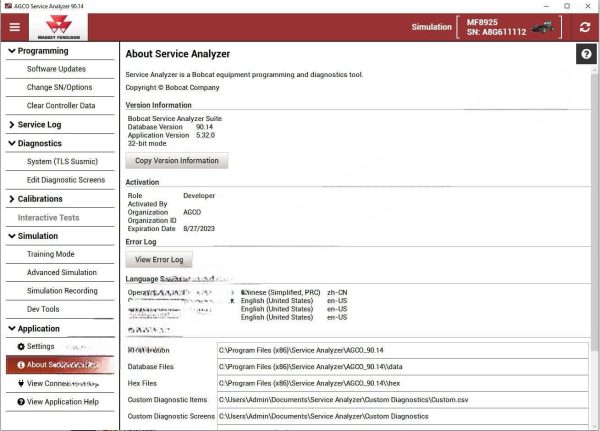 AGCO Service Analyzer 90.14 Diagnostic Software