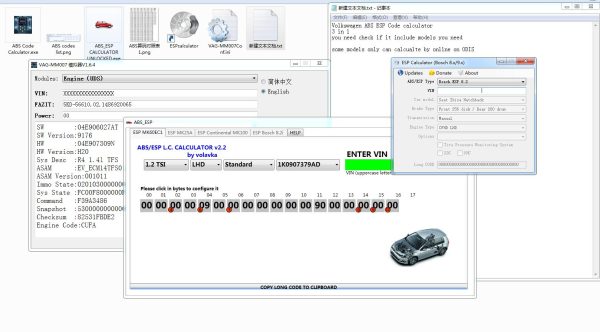 Newest for VW ABS ESP Long Encoding Calculator ESP PUMP MK60EC1 Long code calculator