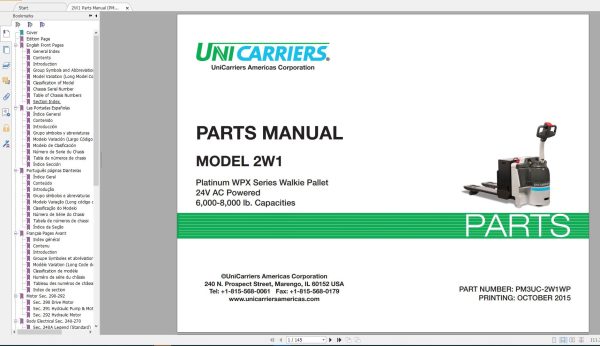 NISSAN UNICARRIERS Forklift Part Catalog & Service Manual (PDF) Updated 2018