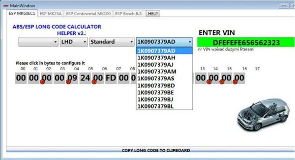 Newest for VW ABS ESP Long Encoding Calculator ESP PUMP MK60EC1 Long code calculator - Image 4