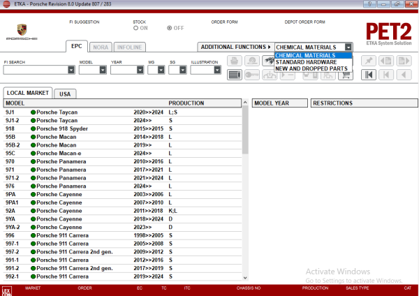 Porsche PET2 8.0 Update 807 283 03.2025 Spare Parts Catalog - Image 4