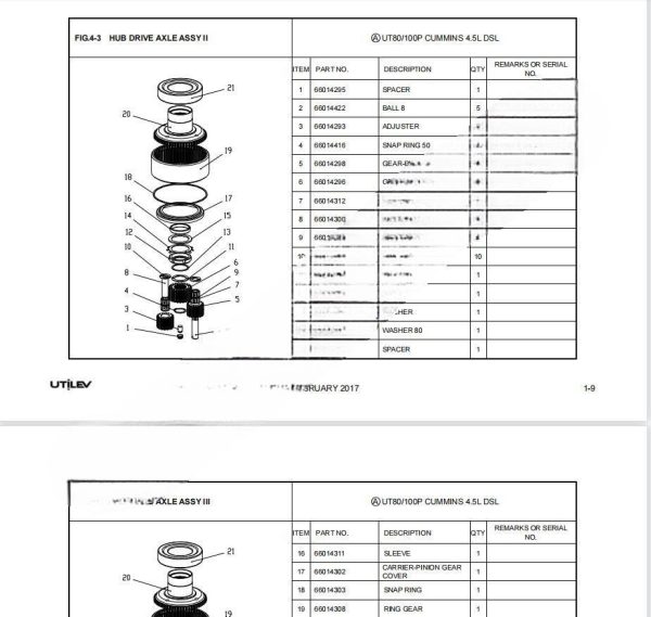 Utilev Forklift A Series EPC+Service Operator Manuals PDF Download - Image 4