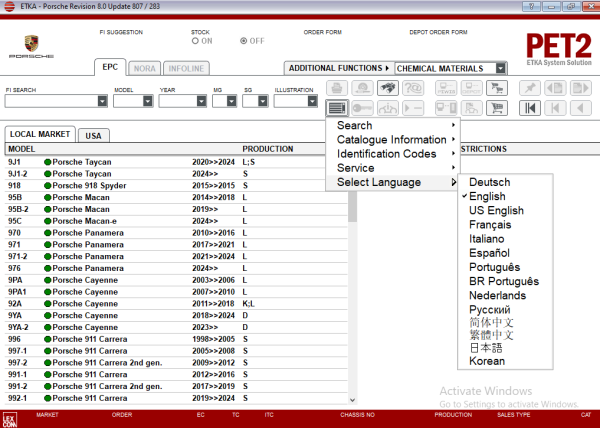Porsche PET2 8.0 Update 807 283 03.2025 Spare Parts Catalog - Image 2